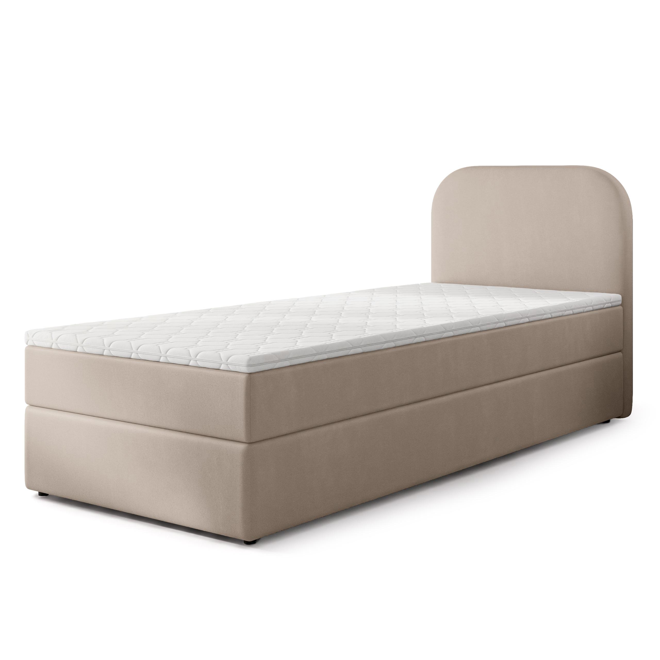 BOXBETT CERIA 90x200 cm mit Matratze und Topper - Beige - Beige, Holz/Textil (90/200cm) - MASSENO