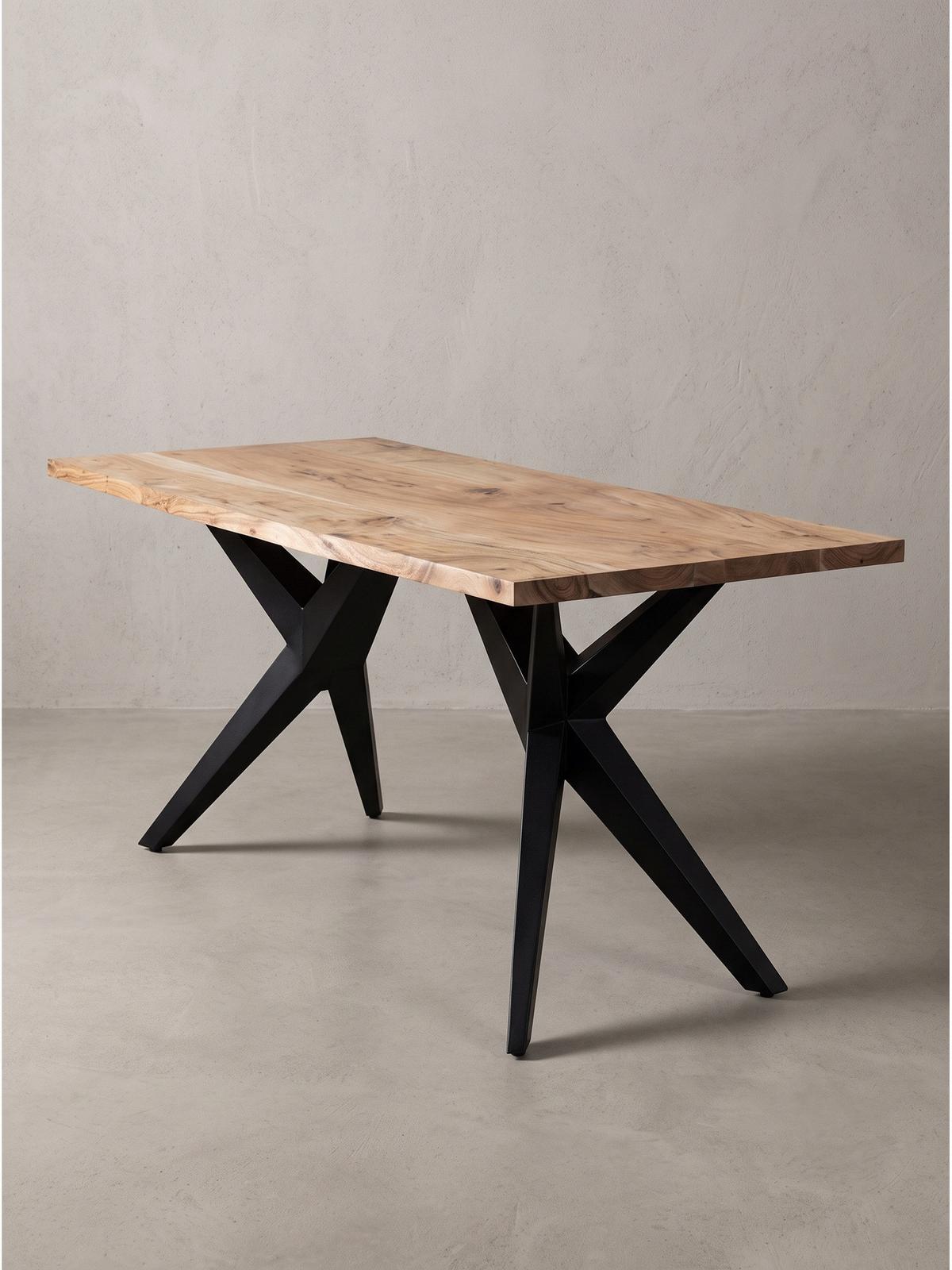 SCHREIBTISCH BLAVET, Akazie Massivholz, Akazie-Schwarz, 180 x 90 x 76 cm - Schwarz/Akaziefarben, Holz/Metall (90/180/76cm) - KADIMA DESIGN