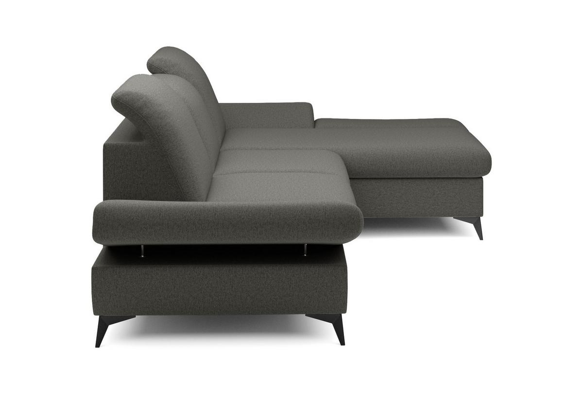 ECKSOFA FELICE R-S Grau Geflochtener Stoff mit Schlaffunktion - Grau, Holz (284/166cm) - MASSENO