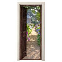 TÜRAUFKLEBER Ansicht - Hortensie - Tür - Blumen - Natur Deko Schlafzimmer 95x215 cm - Türtapete - Beige, Kunststoff (95/0.1cm) - MuchoWow