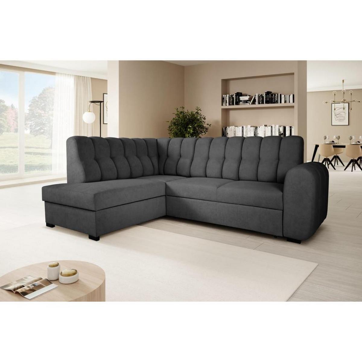 ECKSCHLAFSOFA Zoja links schwarz - Schwarz, Textil (261/193cm) - Beautysofa