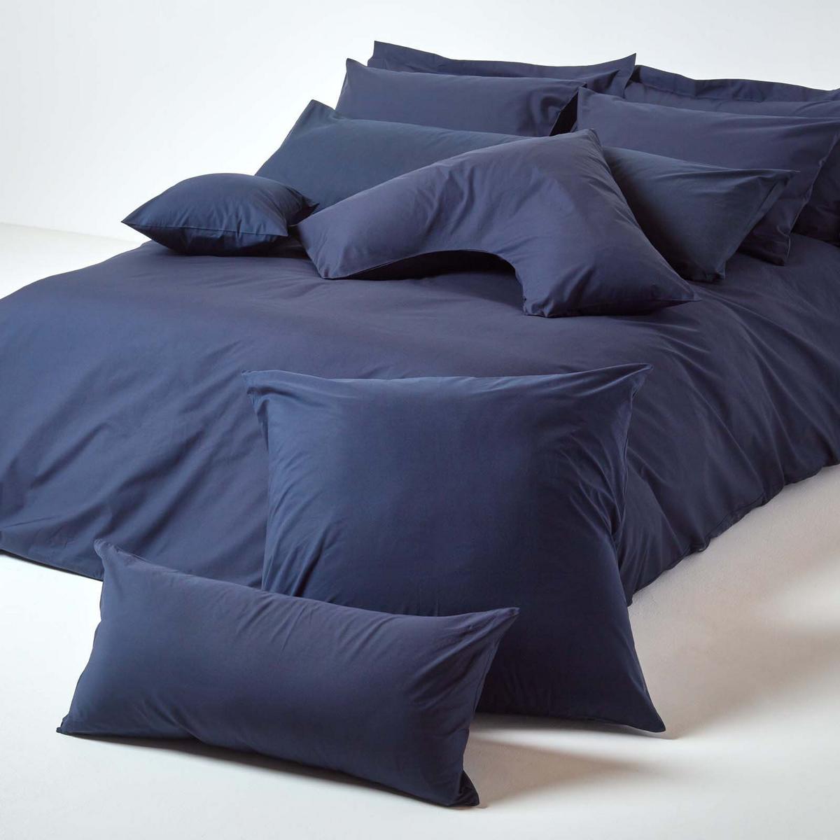 KISSENBEZUG Perkal mit Stehsaum, Fadendichte 200 - Dunkelblau, Textil (50/90cm) - Homescapes