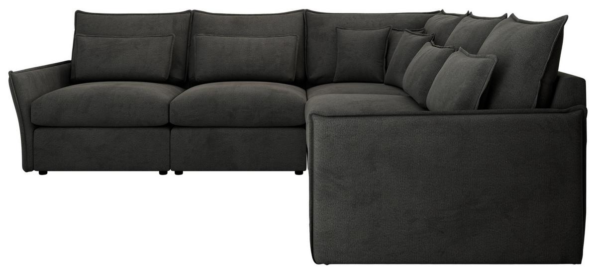 ECKSOFA VERSO L Dunkelgrau Velvet - Dunkelgrau/Schwarz, Kunststoff/Textil (270/270cm) - MKS