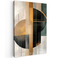 LEINWANDBILD Abstrakt - Gold - Bronze - Grün - Formen - Modern Deko XXL 80x120 cm - Multicolor, Textil (80/120cm) - MuchoWow