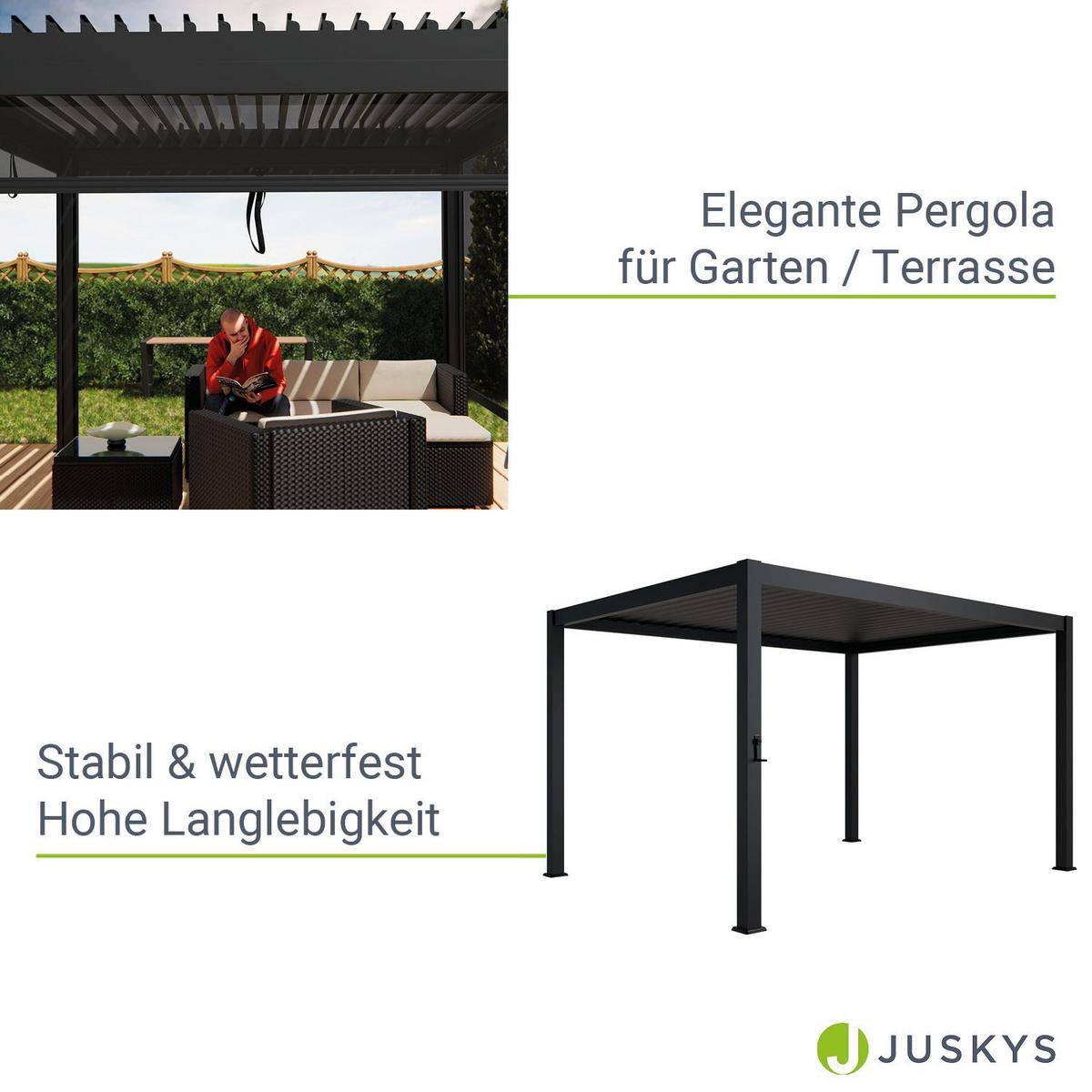 PERGOLA/ LAMELLENDACH Tahiti 3x4 m anthrazit - Anthrazit, Metall (392/240/400cm) - Juskys