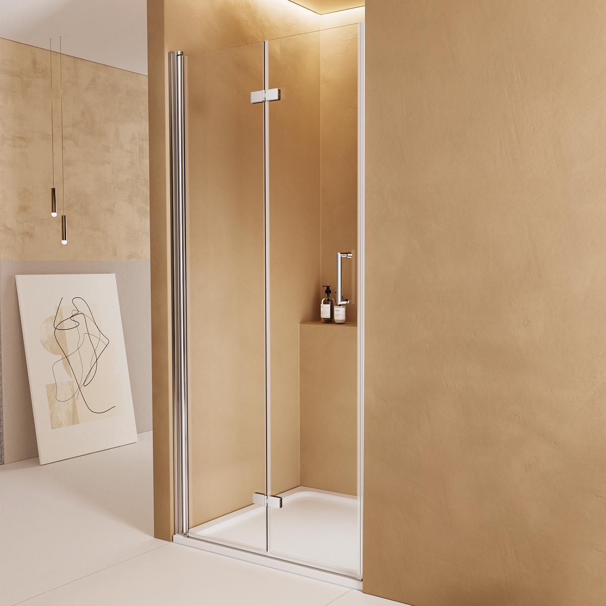 DUSCHKABINE für Nische Drehfalttür Profil Chrom Klarglas 75/195 cm - Chromfarben, Glas (75/195cm) - EMKE