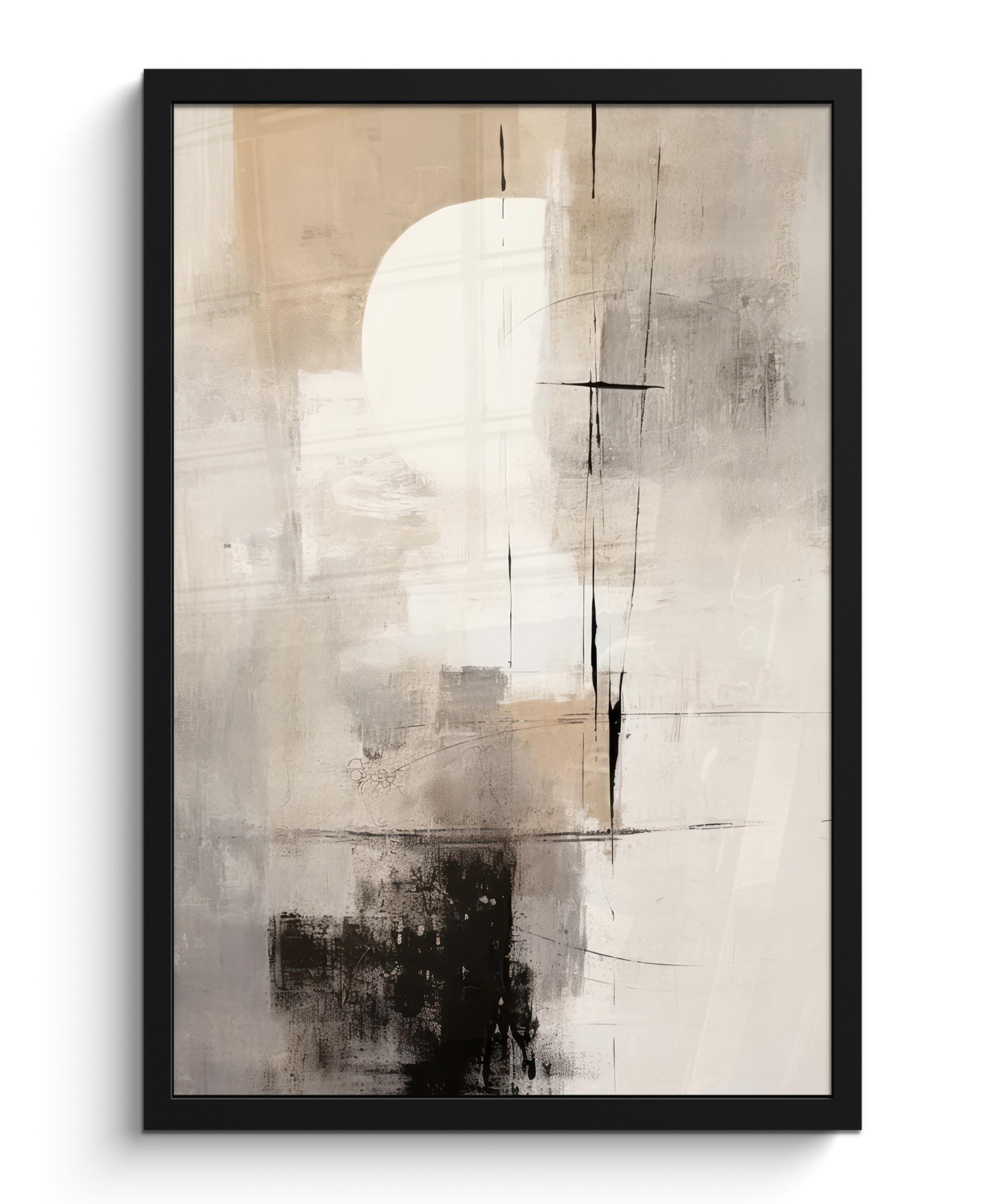POSTER MIT RAHMEN Abstrakt - Kunst - Grau Bilder mit Rahmen 40x60 cm - Hellgrau, Papier (40/60cm) - MuchoWow