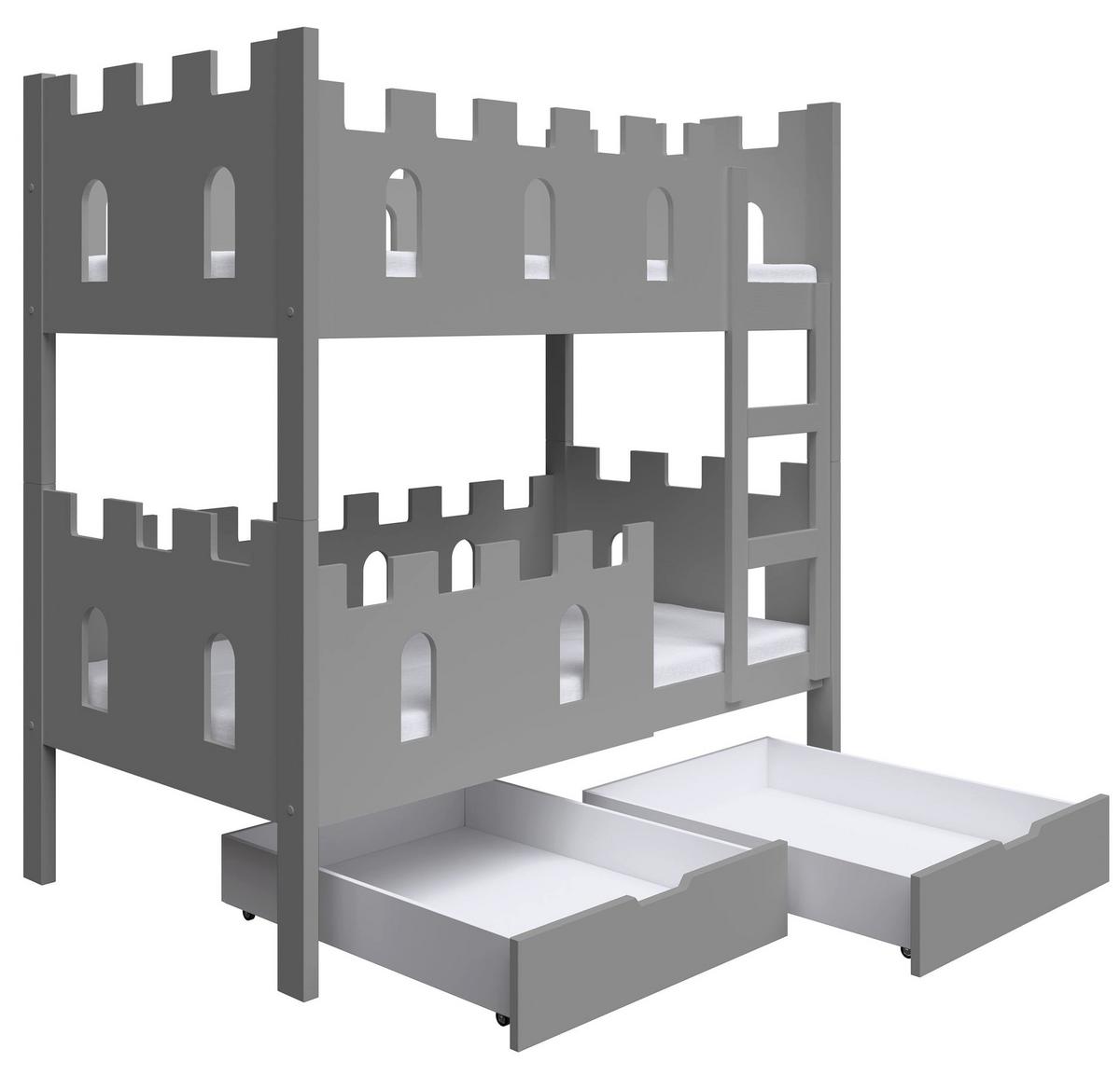 ETAGENBETT Castelo 75x180 cm - Grau, Holz (75/180cm) - Selsey