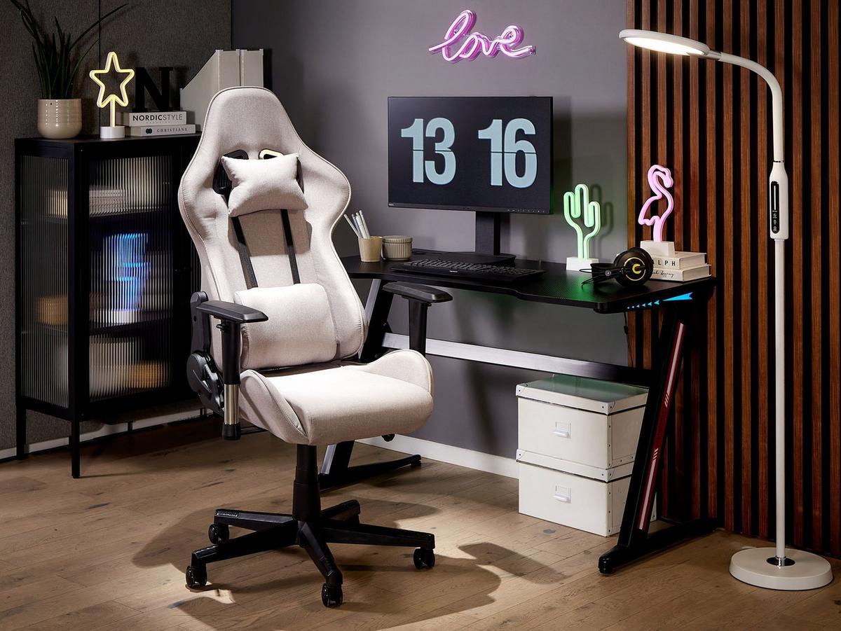 GAMINGSTUHL Polyester Grau Warrior - Grau, Textil/Metall (62/122/62cm) - Beliani
