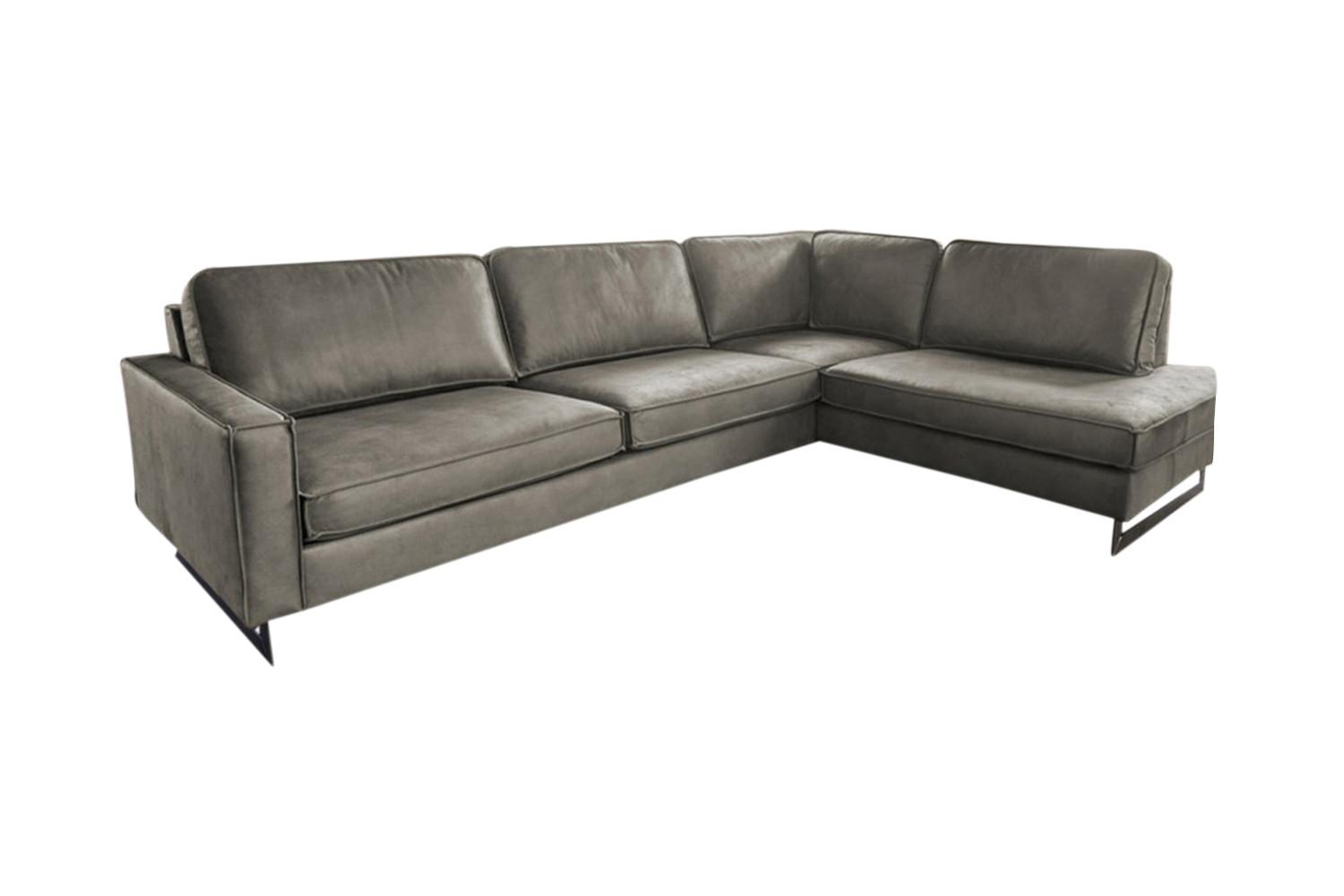 ECKSOFA VILNIUS Anthrazit Lederfaserstoff - Anthrazit/Schwarz, Leder/Metall (290/217cm) - KAWOLA