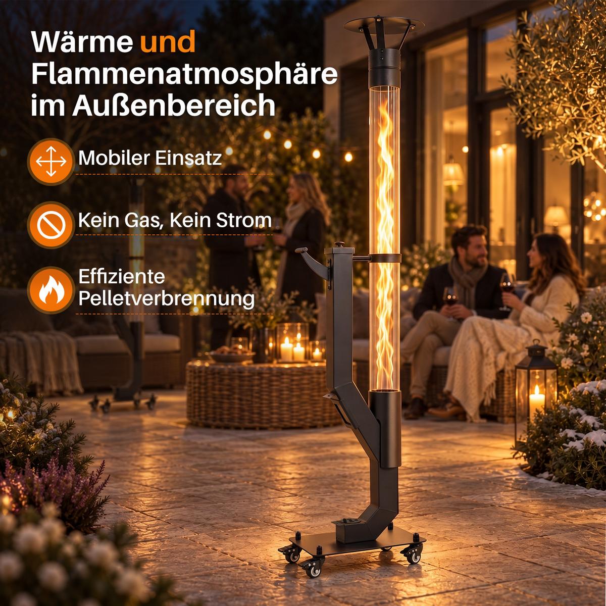 TERRASSENHEIZER Vexnal 32.5/21/167 cm - Schwarz, Glas/Metall (21/167/32.5cm) - ZMH