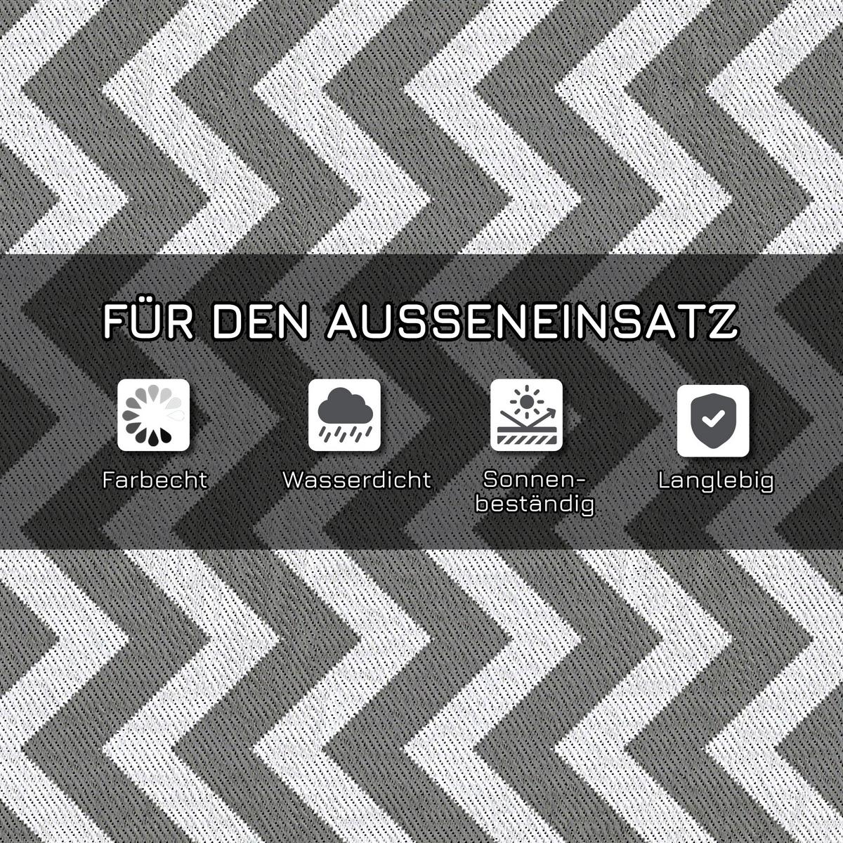 OUTDOORTEPPICH, 310g/m² PP, Hellgrau+Weiß - Hellgrau, Kunststoff (182/121cm) - Outsunny