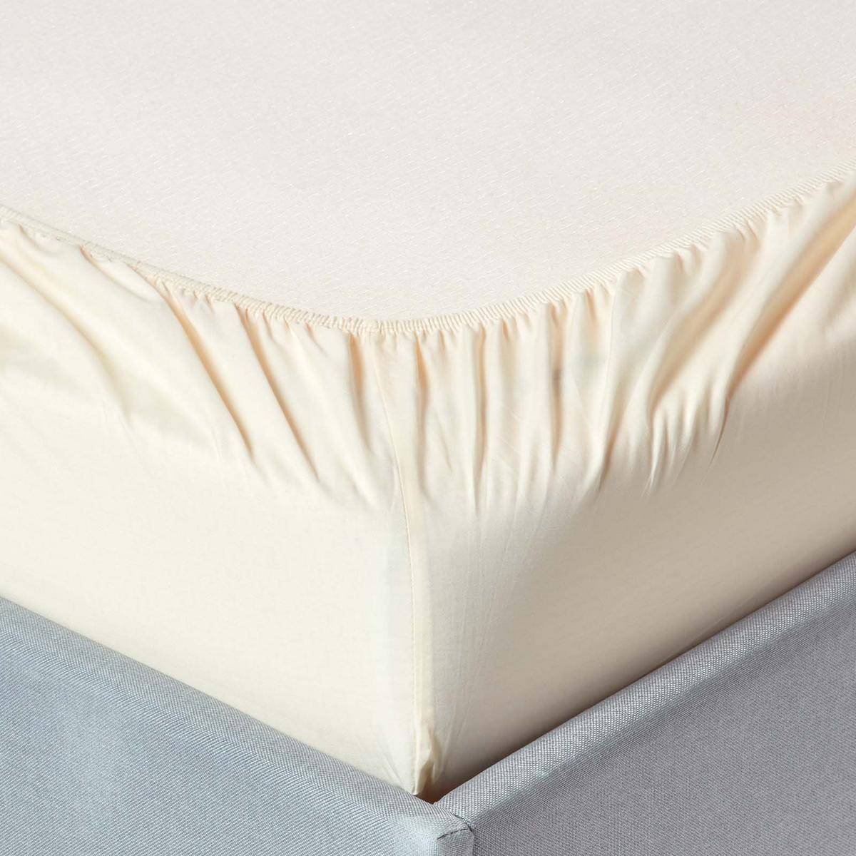 PERKAL-SPANNBETTLAKEN, Ägyptische Baumwolle, Fadendichte 200 - Creme, Textil (160/200cm) - Homescapes