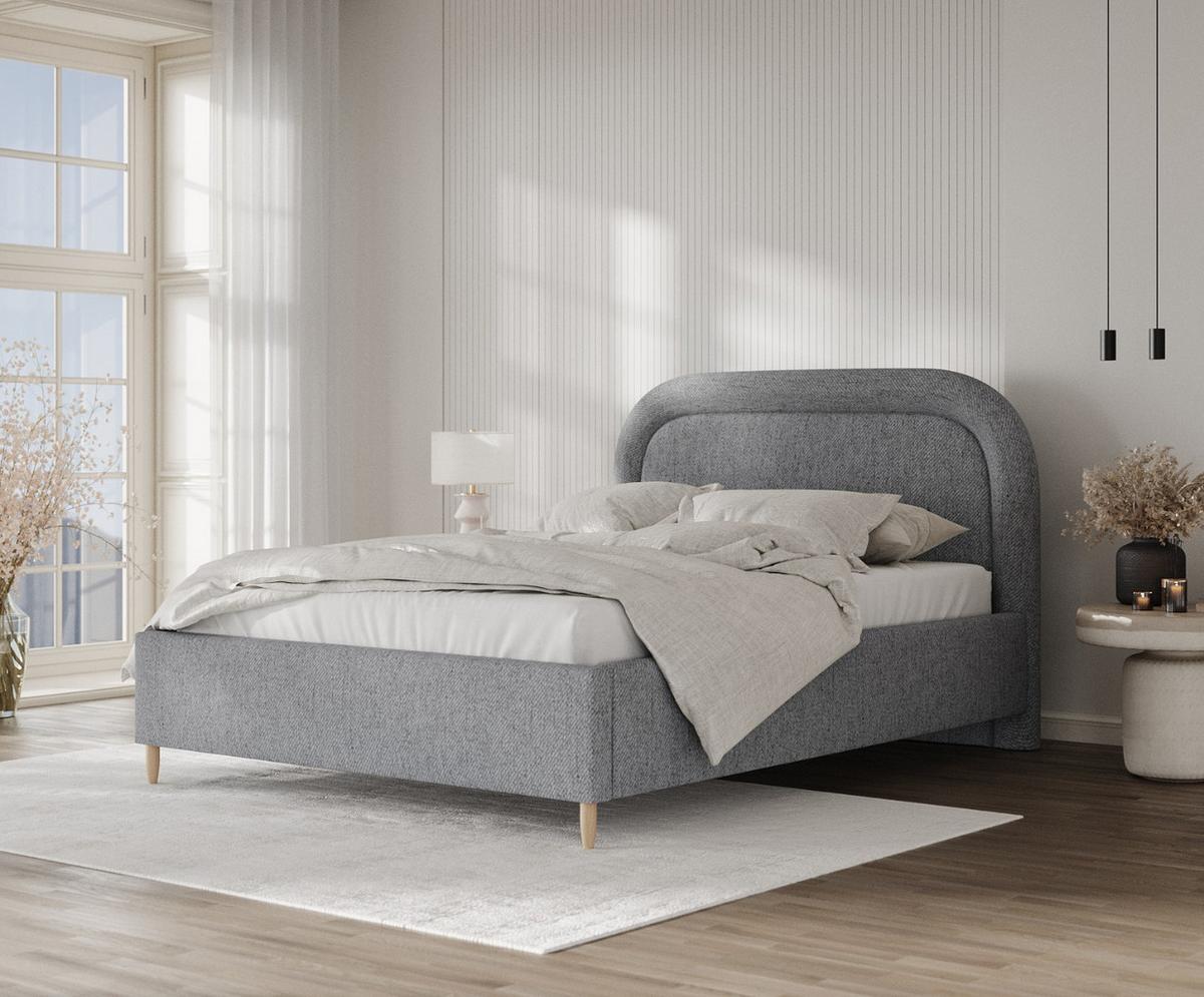 POLSTERBETT Zoya 180/200 cm Grau im Neve Stoff - Naturfarben/Grau, Holz/Holzwerkstoff (180/200cm) - AltaBeds