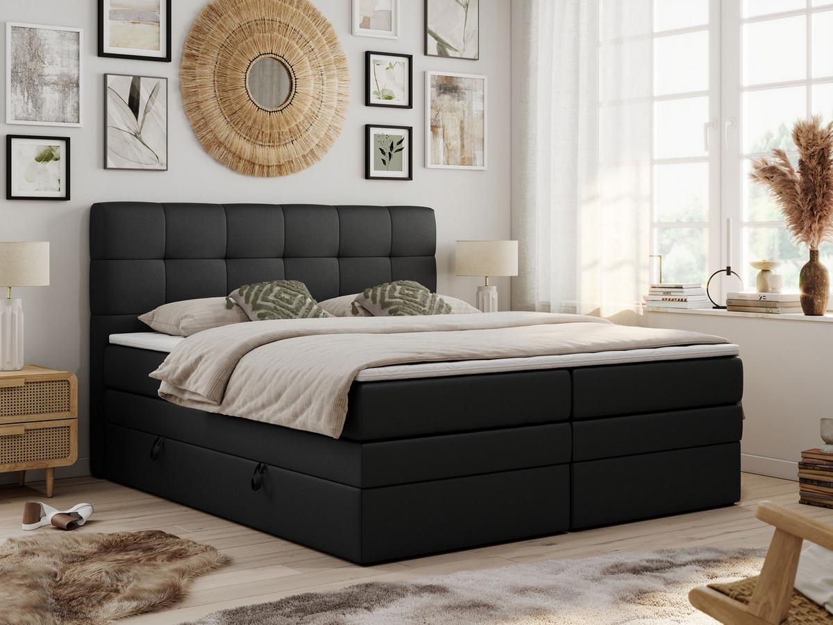 BOXSPRINGBETT LUKA KING 180/200 Schwarz Kunstleder - H3 - Schwarz, Holz/Textil (180/200cm) - MKS