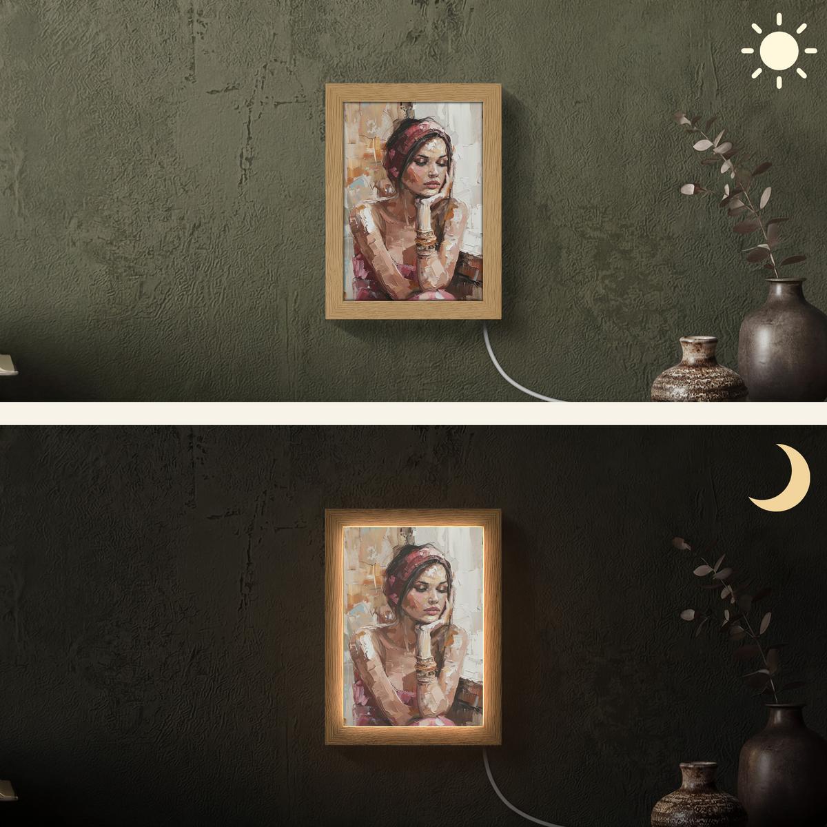 WANDLEUCHTE Frau - Lackierung - Porträt - Modern 15x20 cm - Braun, Holzwerkstoff (15/20/8cm) - OnlyWow