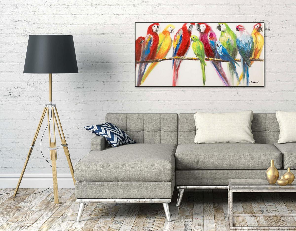ACRYLBILD HANDGEMALT 120/60 cm - Blau/Gelb, Holz/Textil (120/60cm) - KUNSTLOFT
