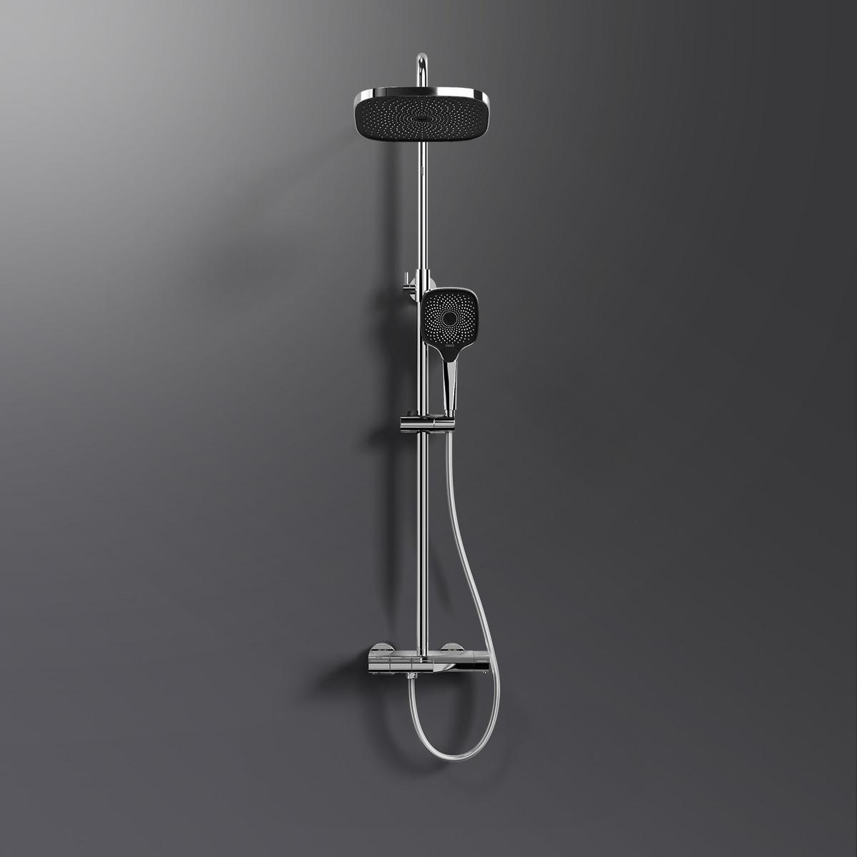 ÜBERKOPFBRAUSESET mit Thermostat höhenverstellbar Chrom 119,4/49/25,3 cm - Chromfarben, Metall (25/119/49cm) - EMKE