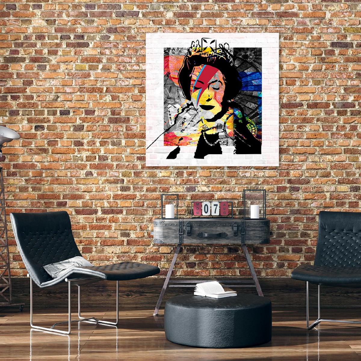 WANDBILD banksy queen of england - Multicolor, Textil (40/40cm) - Feeby