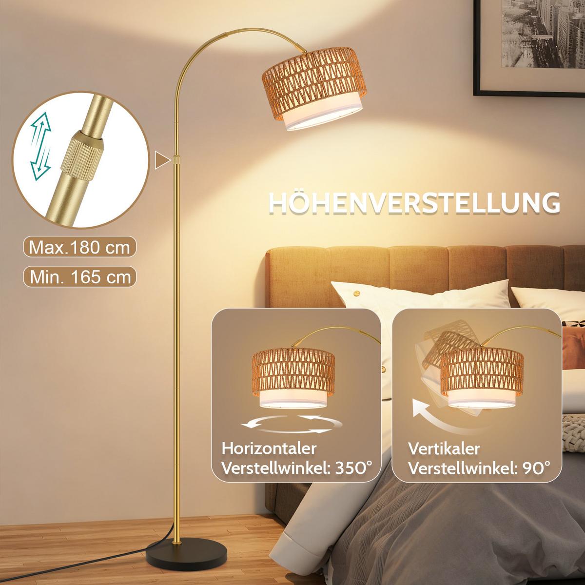 STEHLAMPE Cyrwen 32/19/180 cm - Goldfarben, Metall (32/19/180cm) - ZMH