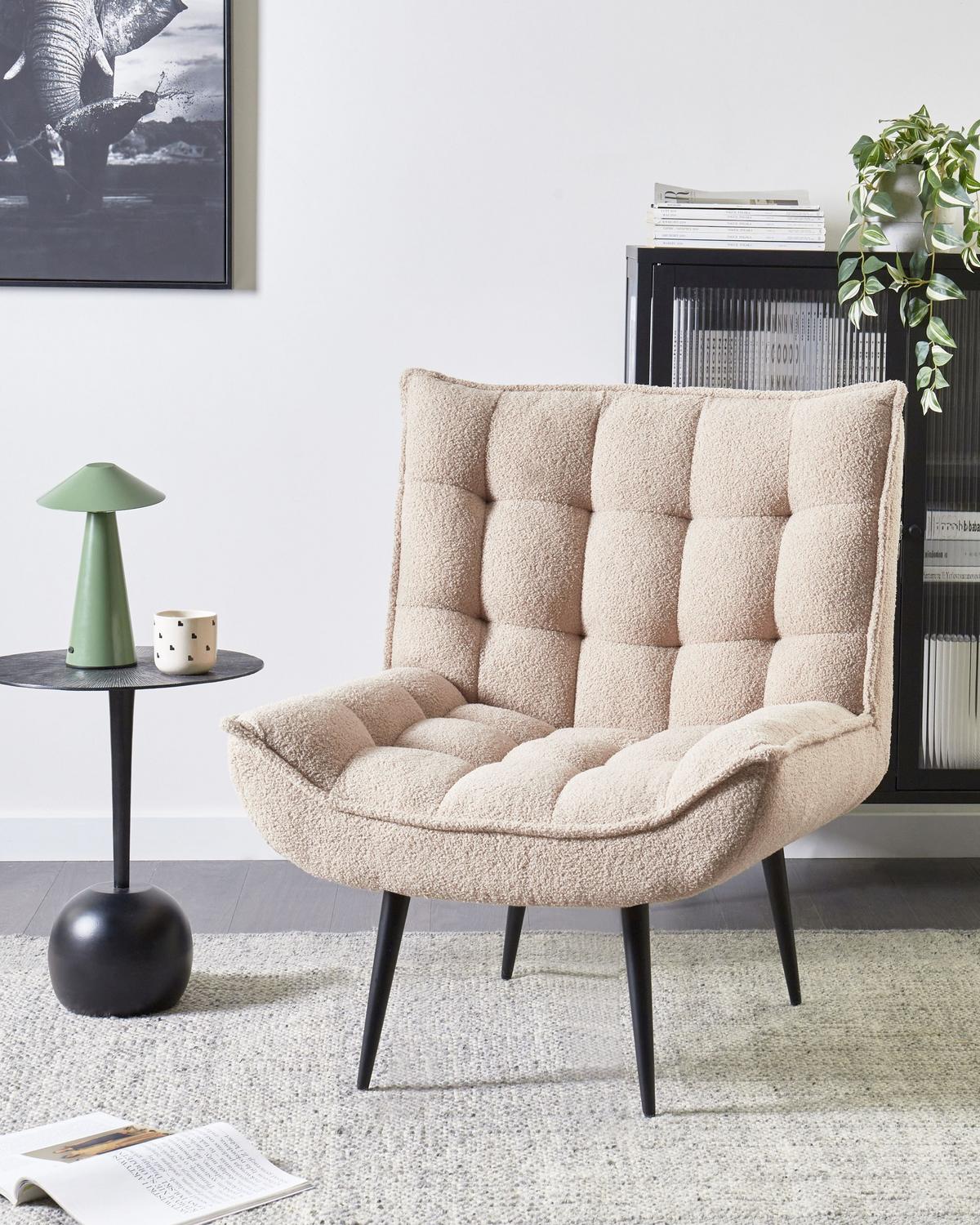 SESSEL Bouclé Beige Alvesta - Beige, Textil (73/92/79cm) - Beliani
