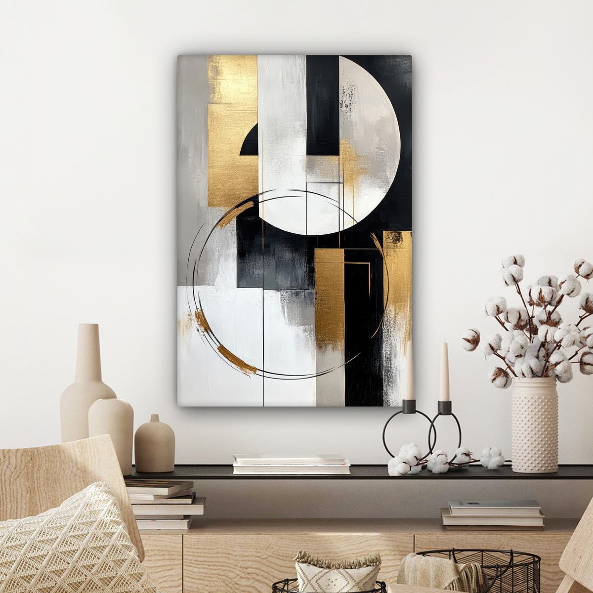 LEINWANDBILD Abstrakt - Gold - Silber - Formen - Ästhetik Wanddeko 40x60 cm - Multicolor, Textil (40/60cm) - MuchoWow