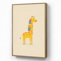WANDLEUCHTE MIT AKKU Giraffe - Regenbogenmähne - Beige 60x90 cm - Beige, Holzwerkstoff (60/90/8cm) - OnlyWow