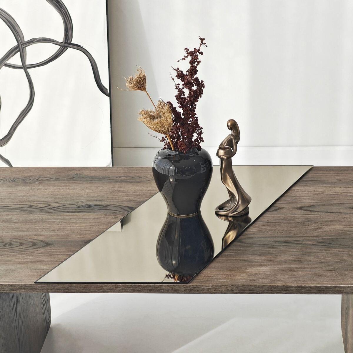 COUCHTISCH mit rechteckiger Spiegelplatte 100/60/40 cm - Naturfarben, Holzwerkstoff (7/60/40cm) - Calicosy