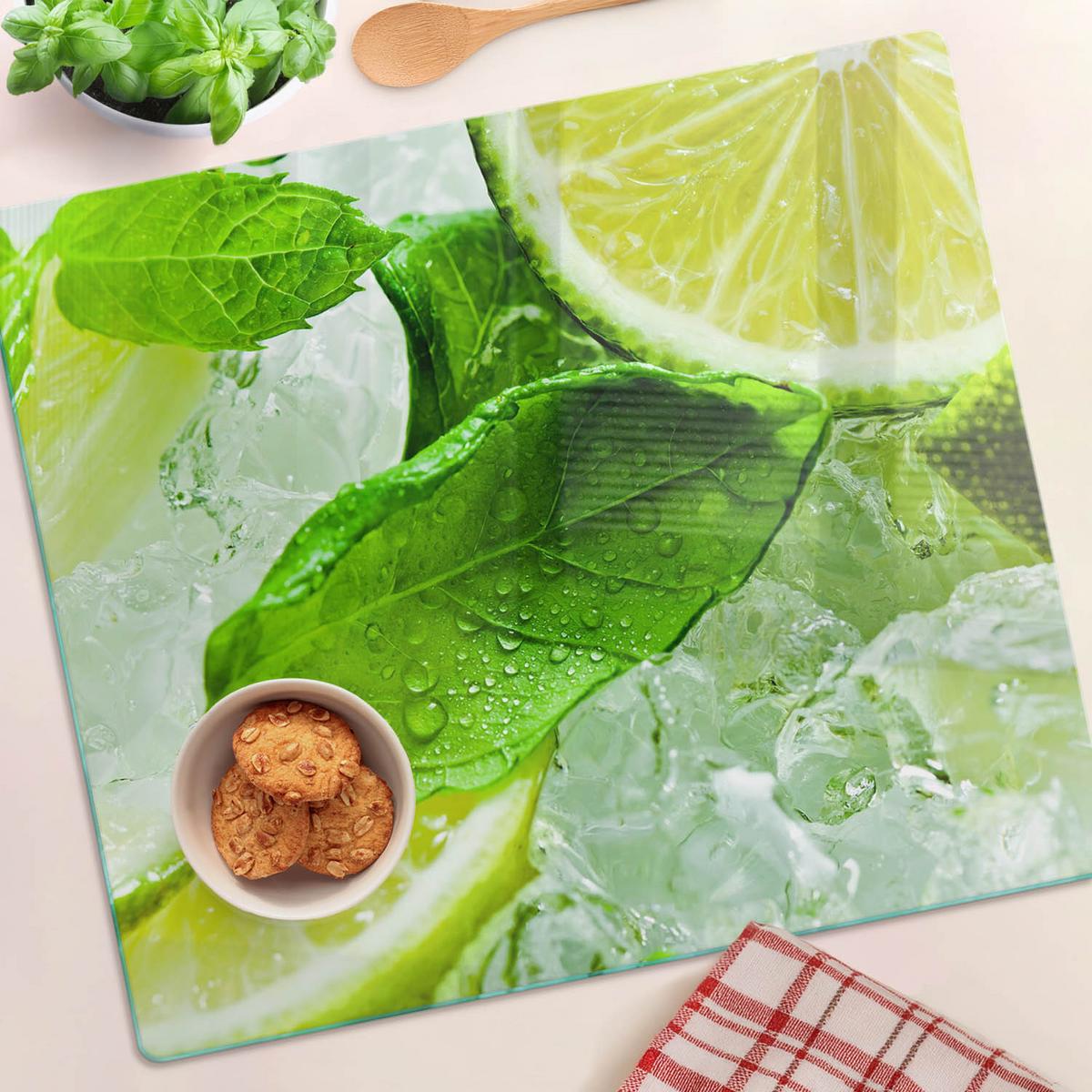 GLASPLATTE 60x52 cm Limette mit Eis - Grün, Glas (60/0.4/52cm) - TULUP