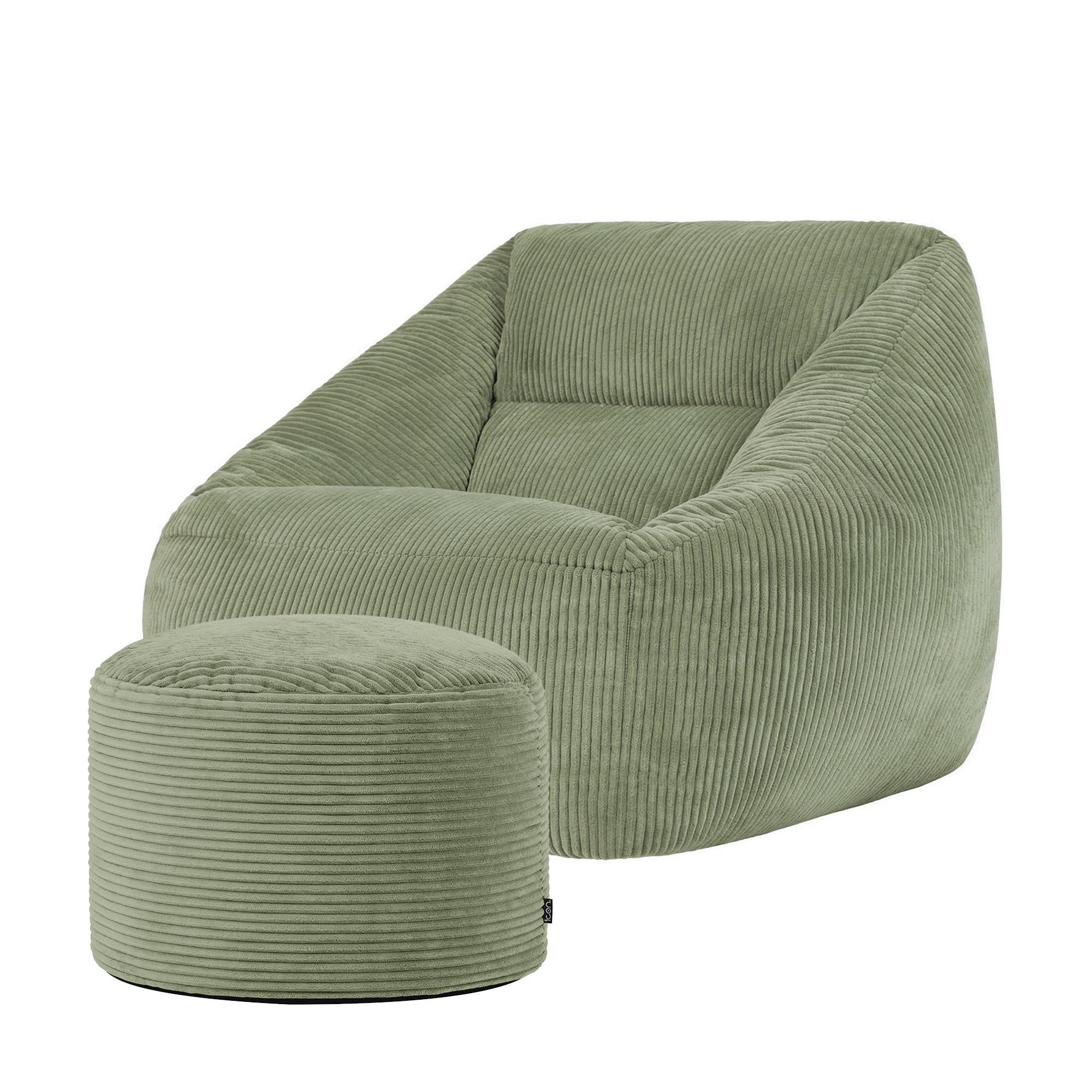 SITZSACK Sessel Natalia mit Sitzpouf - Salbeigrün, Textil (97/73/84cm) - icon