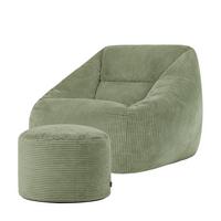 SITZSACK Sessel Natalia mit Sitzpouf - Salbeigrün, Textil (97/73/84cm) - icon