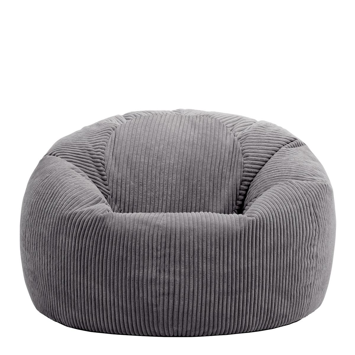 SITZSACK Klassisch Sessel aus Cord 2-tlg. - Dunkelgrau/Anthrazit, Textil (85/50/85cm) - icon