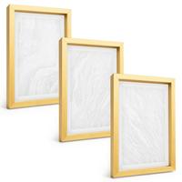 BILDER SET 3er Set - 20x30 cm Goldrahmen - Elegante Marmorstruktur - Goldfarben, Kunststoff (20/30cm) - TULUP