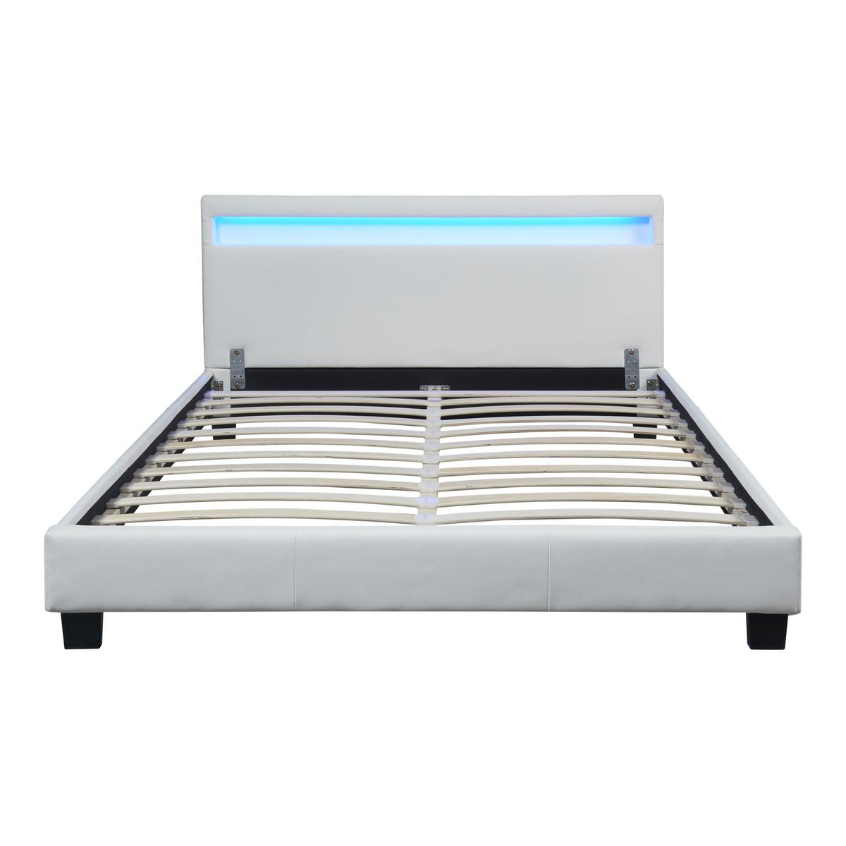 POLSTERBETT Paris mit LED-Beleuchtung - Weiß, Textil (140/200cm) - Corium