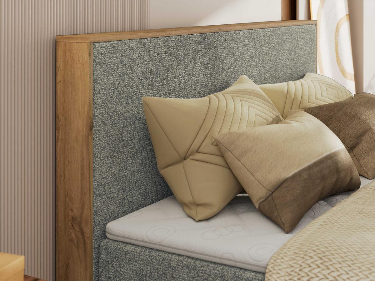BOXBETT WOOD CLASSIC KING 200/200 - Grau Strukture - H3 - Grau, Textil (200/200cm) - MKS