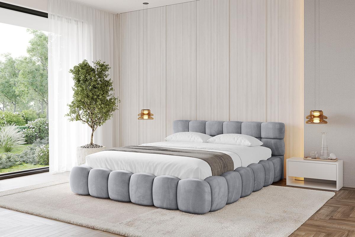 POLSTERBETT mit Bettkasten und Lattenrost, Bett mit Matratze H3/H4 - LEYA-v1 160x200 Hellgrau - Hellgrau, Holzwerkstoff/Textil (160/200cm) - ALTDECOR