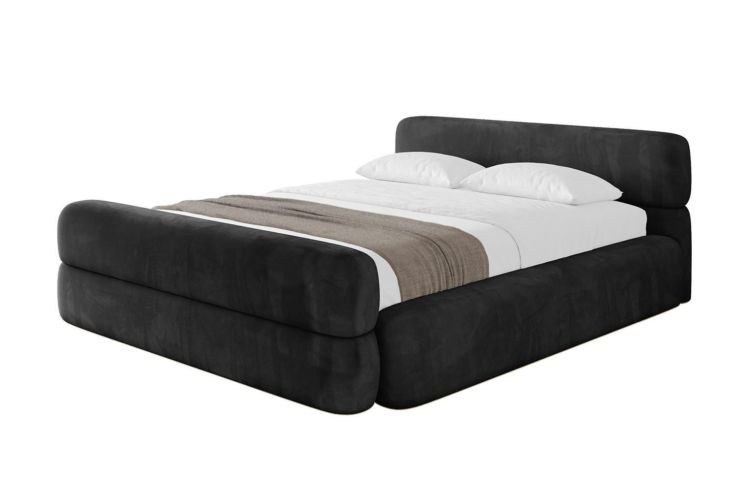 POLSTERBETT mit Bettkasten, Fußteil und Lattenrost, Boxbett mit Matratze H3/H4 - ENORA-Z-V1 180x200 Schwarz - Schwarz, Holzwerkstoff/Textil (180/200cm) - ALTDECOR