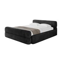 POLSTERBETT mit Bettkasten, Fußteil und Lattenrost, Boxbett mit Matratze H3/H4 - ENORA-Z-V1 180x200 Schwarz - Schwarz, Holzwerkstoff/Textil (180/200cm) - ALTDECOR