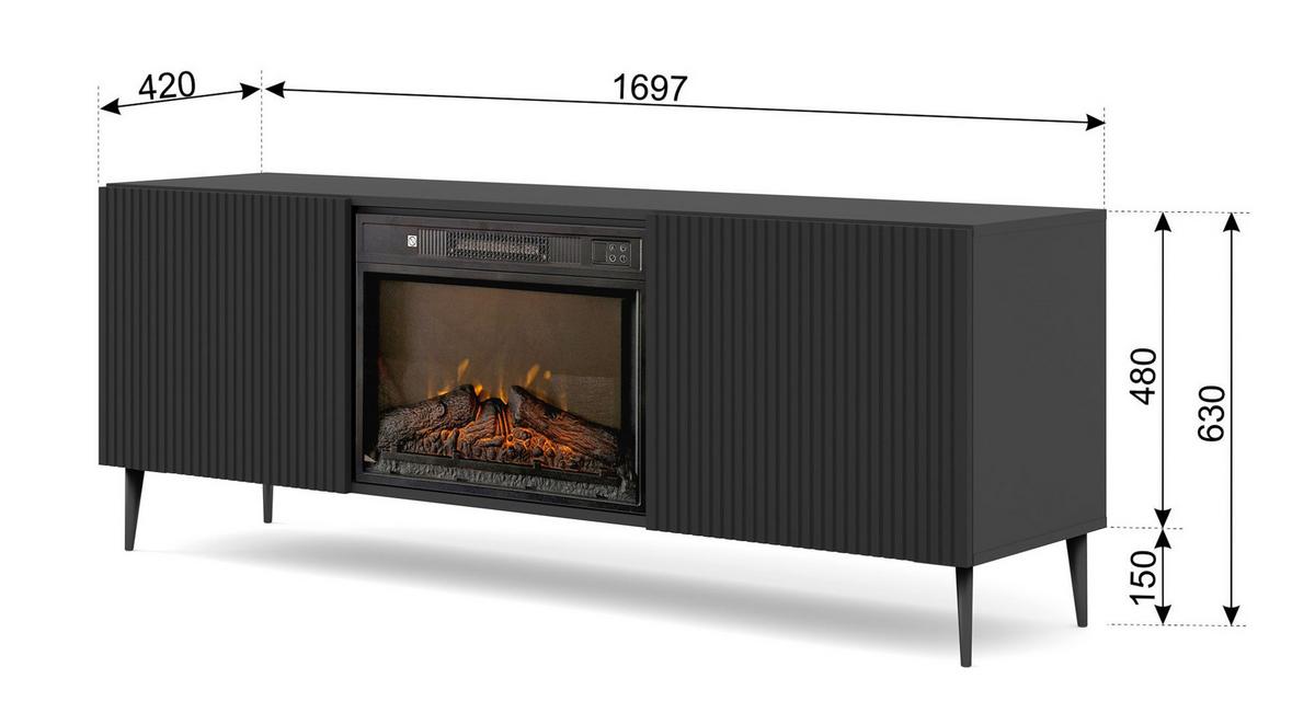 KOMMODE Schwarz 170/63/42 - Schwarz, Holzwerkstoff (170/63/42cm) - RAUMHIRSCH FURNITURE