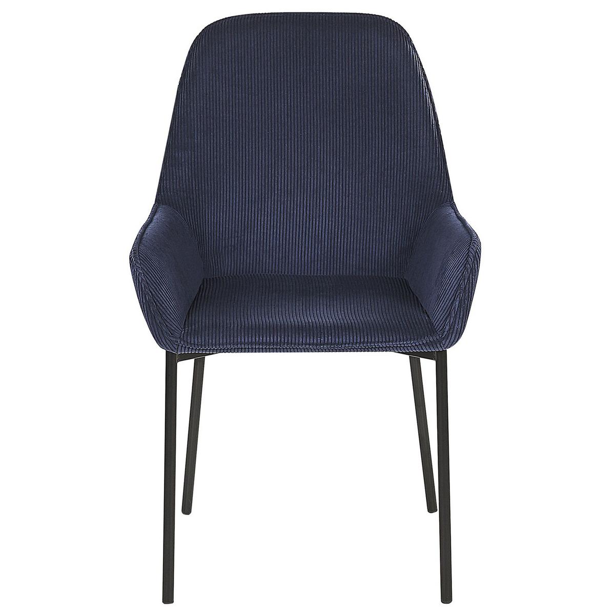 ESSZIMMERSTUHL 2er-Set Cord Blau Loverna - Blau, Textil/Metall (56/89/59cm) - Beliani