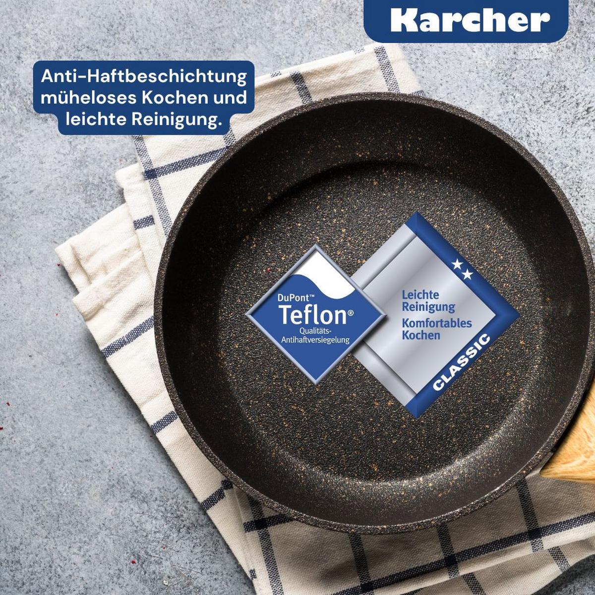 BRÄTER 2in1, Aluguss, 8,7 Liter, inkl. Topfhandschuhe - Schwarz, Metall (42/25.5/12cm) - Karcher
