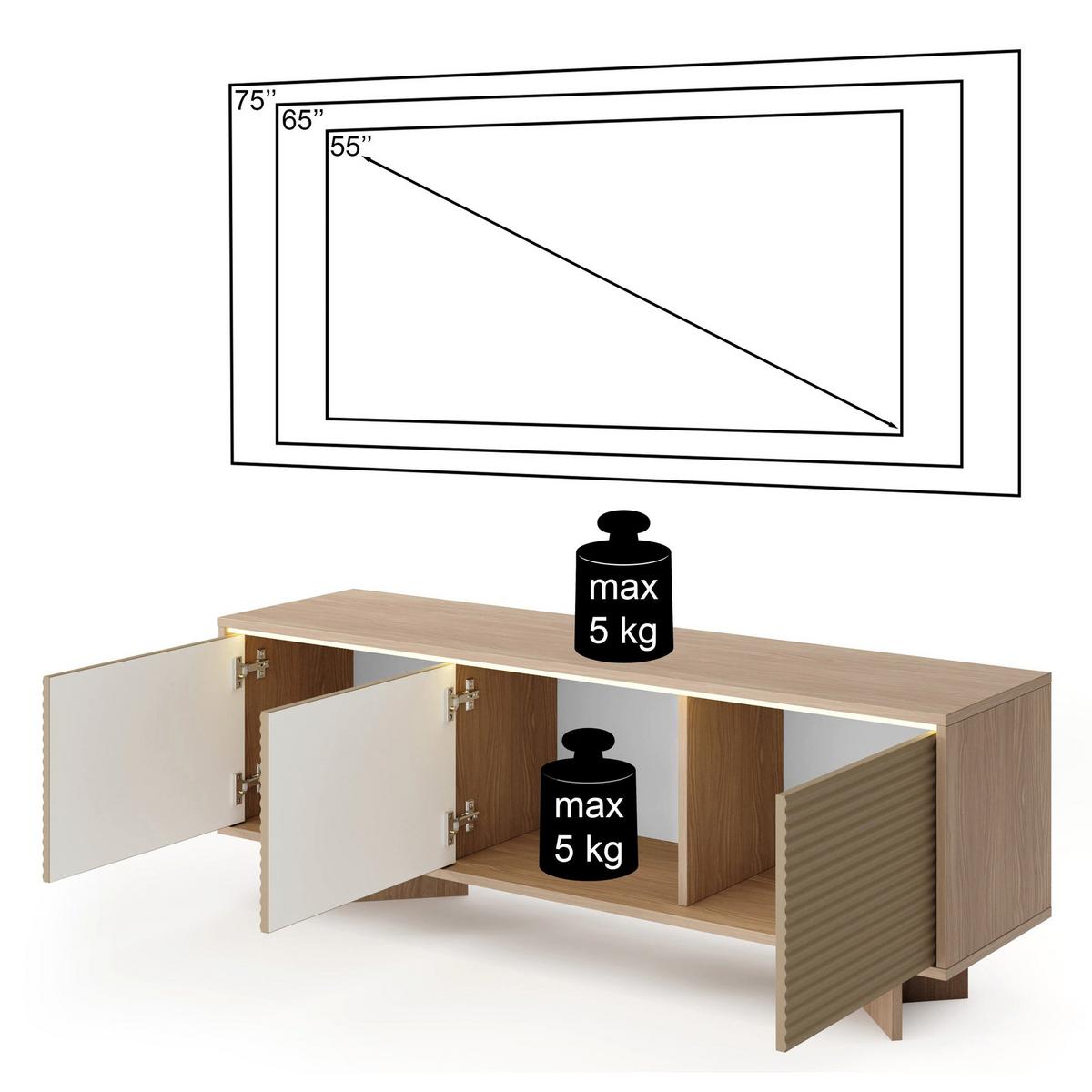 TV-LOWBOARD Semi 153 cm - Beige, Holzwerkstoff (153.9/54.4/40cm) - Selsey