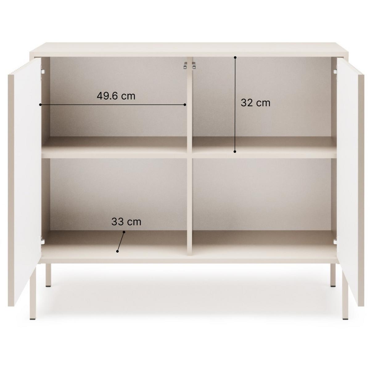 KOMMODE Noto mit 2 Türen und geriffelten Fronten, 104 cm - Kaschmir, Holzwerkstoff (104/38/87cm) - Beautysofa