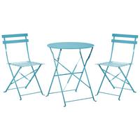 BALKONSET 2-Sitzer seeblau zusammenklappbar Fiori - Hellblau, Metall - Beliani