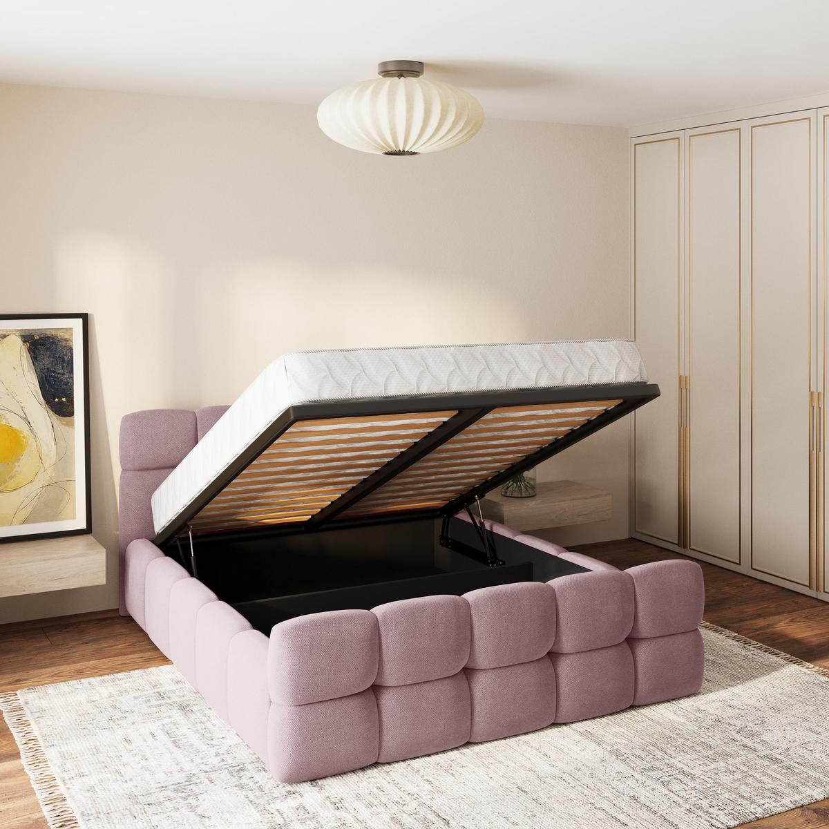 POLSTERBETT ELIZJA 120x200 cm mit Bettkästen - Rosa - Rosa, Holz (120/200cm) - MASSENO