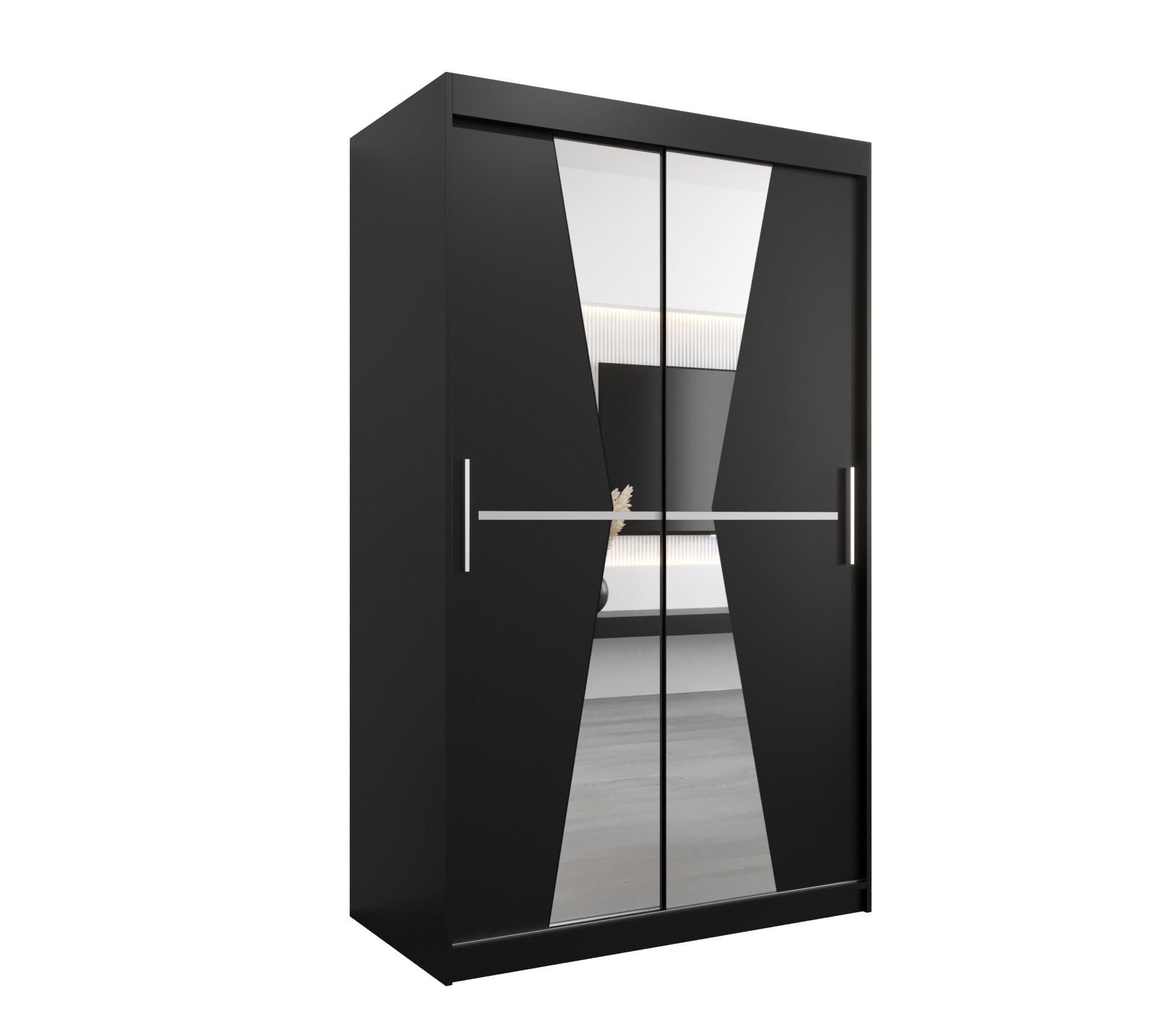 SCHWEBETÜRENSCHRANK 200/120/62 2-türig - Silberfarben/Schwarz, Holz/Kunststoff (120/200/62cm) - MÖBEL KRYSPOL