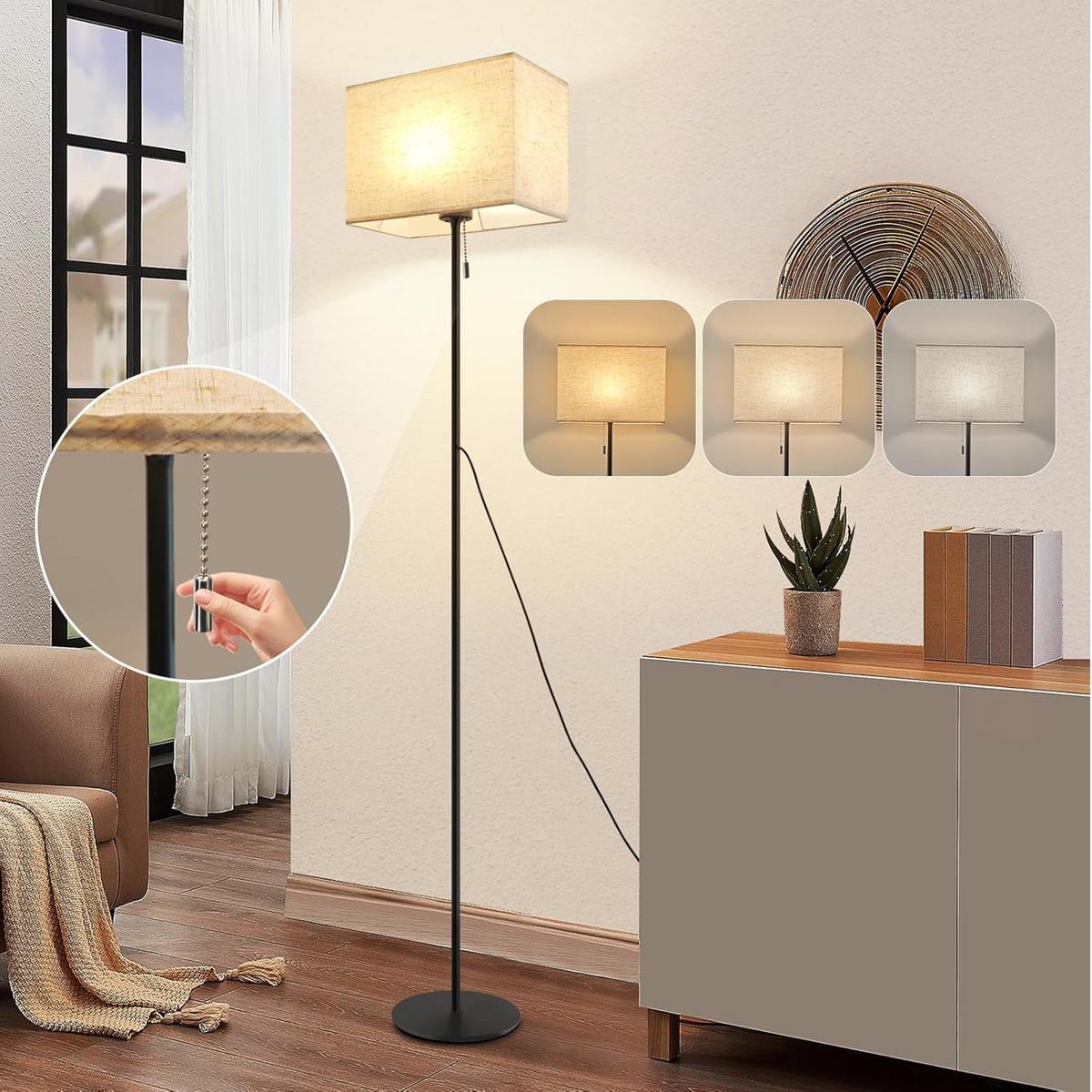 LED STEHLAMPE Strahlmar 25.5/16/134 cm - Schwarz, Textil/Metall (25.5/16/134cm) - ZMH