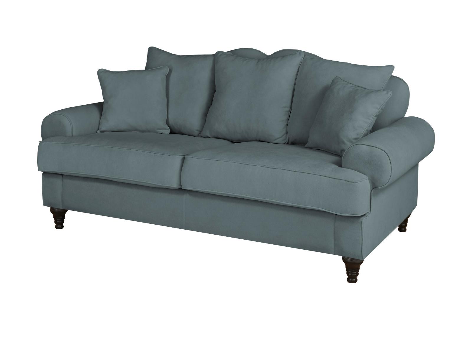 SOFA grau Landhaus, Couch 3-Sitzer 200 cm - Grau, Holz/Textil (200/95/100cm) - Furn.Design