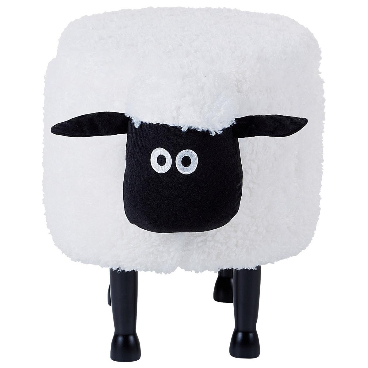TIERHOCKER Weiß Sheep 35/55/40 cm - Weiß, Kunststoff/Textil (55/40/35cm) - Beliani