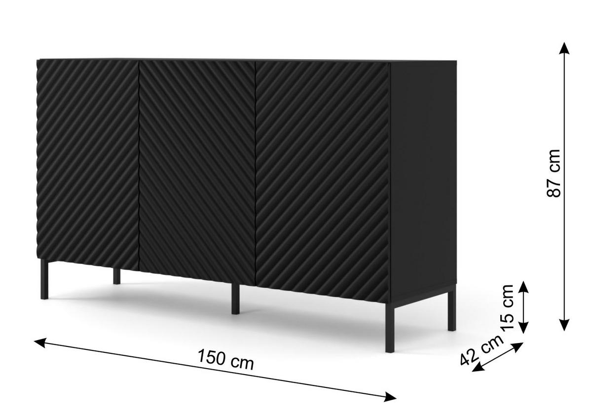 KOMMODE Schwarz, Schwarz 150/87/42 - Schwarz, Holzwerkstoff (150/87/42cm) - RAUMHIRSCH FURNITURE